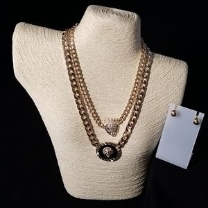 Jennifer & Co. Lion Charm Lightweight Chain Link Necklace Set Bold Lion Charm